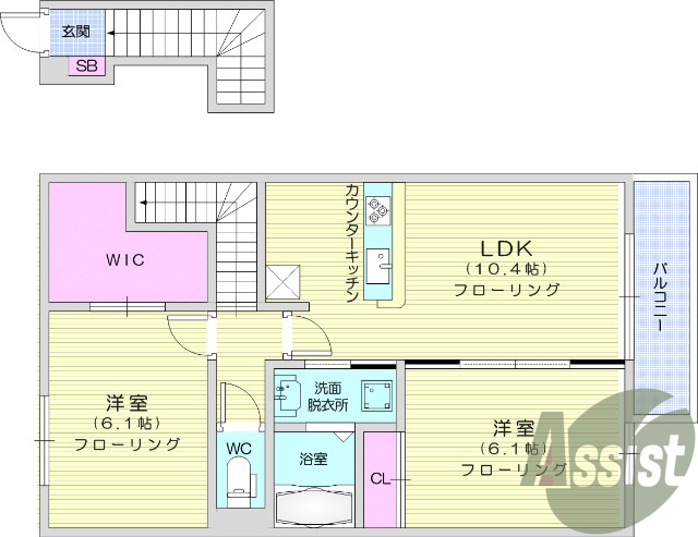 2LDK・ウォシュレット機能・シャンプードレッサー