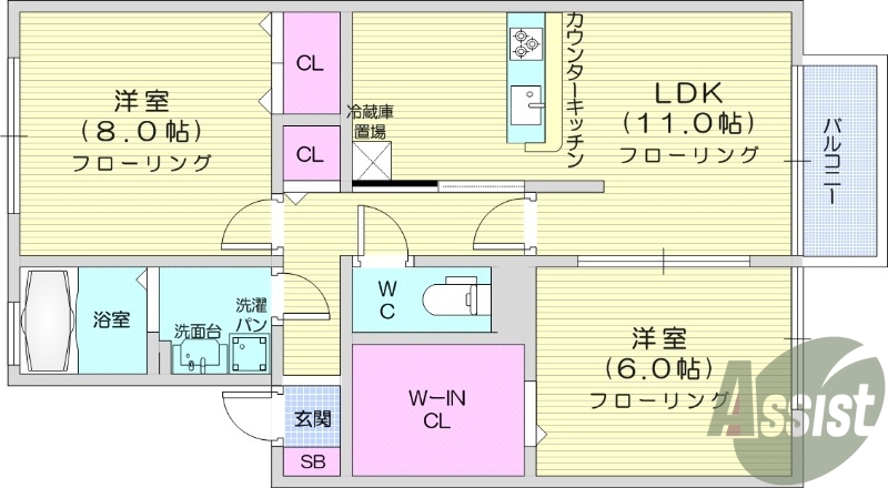 2LDK、ペット飼育可、ウォシュレット、モニターインターホン