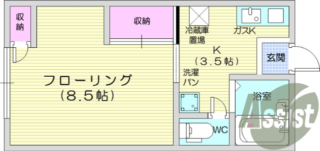 1K、光ファイバー、追い焚き、ウォシュレット機能付