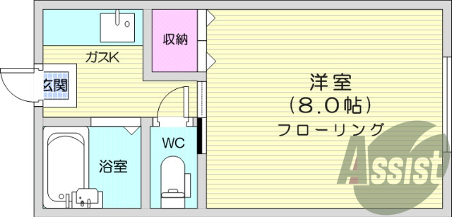 1K、ウォシュレット付き、角部屋、保証人不要