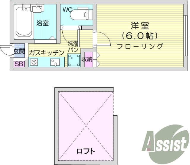 1K、ロフト付き、ＴＶインターホン、エアコン