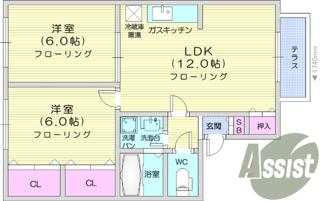 2LDK、角部屋、温水洗浄便座、追い炊き機能