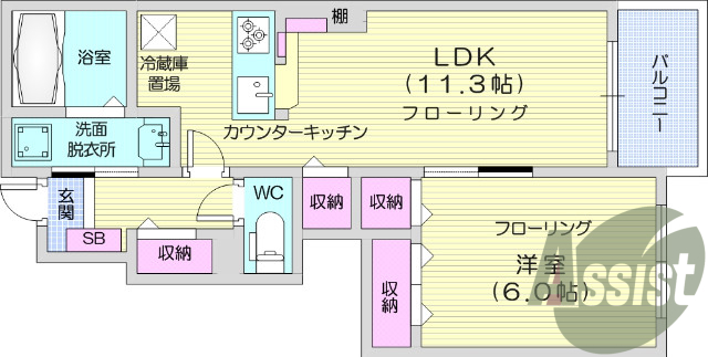 １LDK、インターネット無料、浴室乾燥機