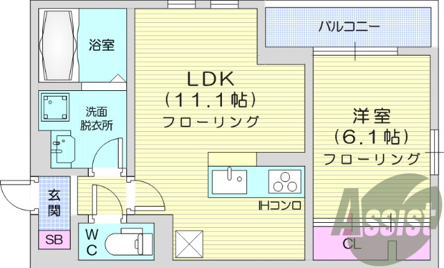 1LDK、オートロック、浴室乾燥、追い焚き、洗面化粧台
