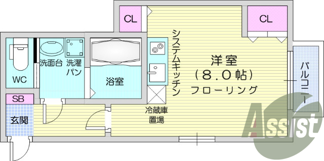 ワンルーム、バストイレ別、独立洗面台、エアコン