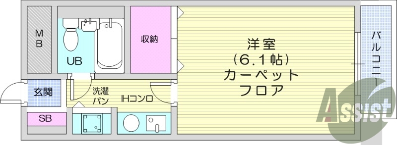 1K、エアコン、宅配ボックス、都市ガス、IHコンロ