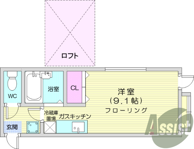 ワンルーム、エアコン、バストイレ別、インターホン