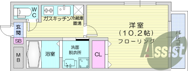 １K、独立洗面台、BT別、エアコン、南向き