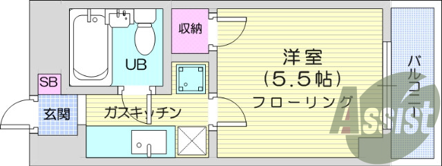 １K、エアコン、収納、バルコニー、都市ガス、シューズボックス