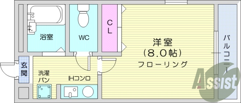 1K、南向き、インターネット無料、ペット飼育可