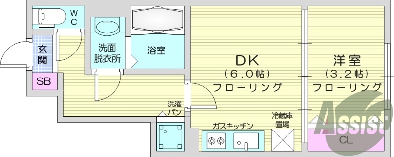 1DK、エアコン、フローリング、温水洗浄便座