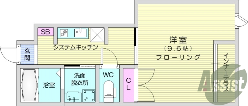 １K、独立洗面台、エアコン、追い焚き、モニターホン