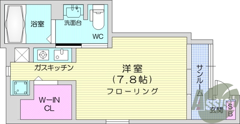 1K、浴室乾燥機、ウォークインクローゼット、追い炊き機能