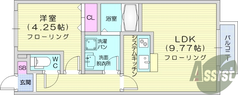 1LDK、エアコン、室内洗濯機置場、トイレ浴室別、収納