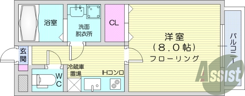 1K、浴室乾燥機、追い焚き機能、洗髪洗面台