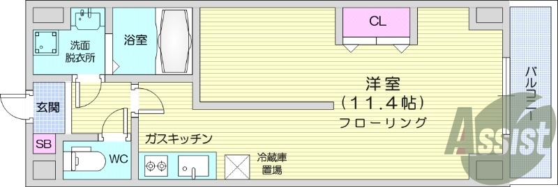 1DK、IHクッキングヒーター、モニタ付きインターホン