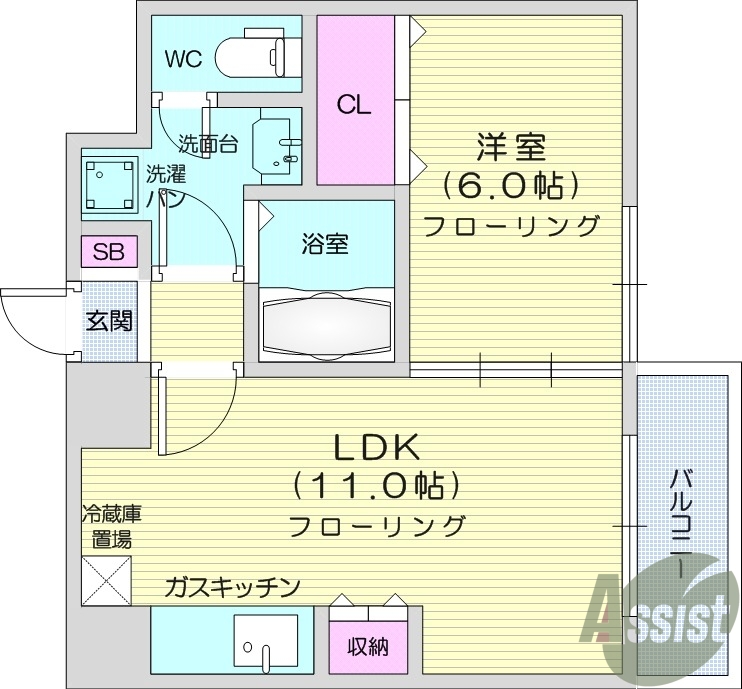 1LDK、温水洗浄便座、シャンプードレッサー、エアコン