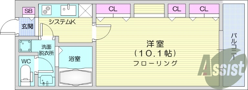 1K、浴室乾燥、オートロック、宅配BOX、エアコン