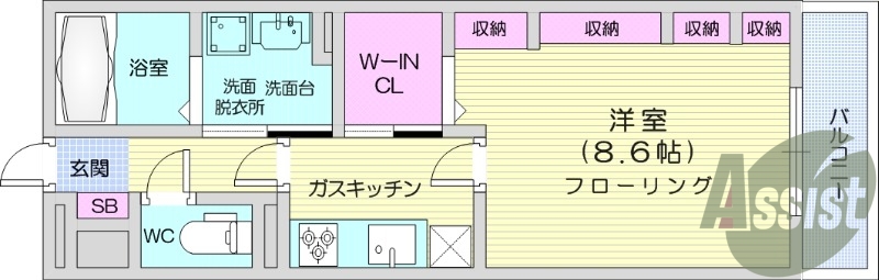 オートロック、インターネット無料、システムキッチン