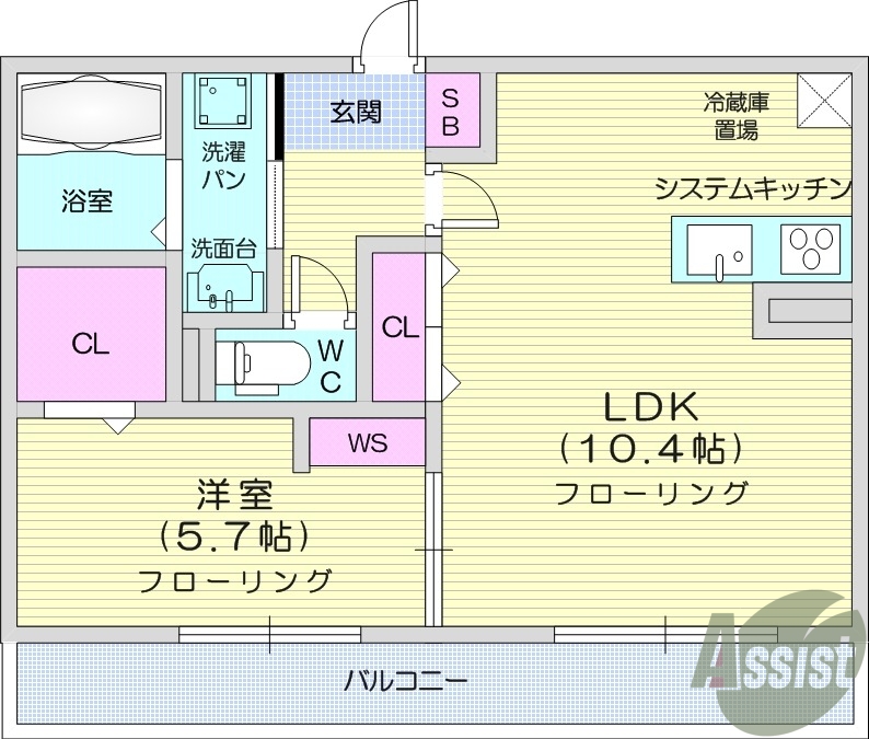 １LDK、フローリング、エアコン、クローゼット