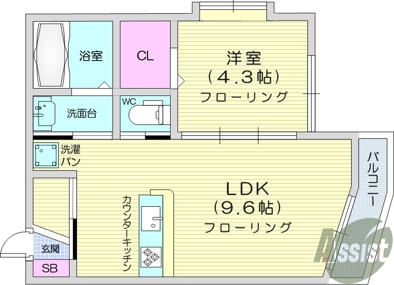 １LDK、追い焚き、独立洗面台、インターネット無料