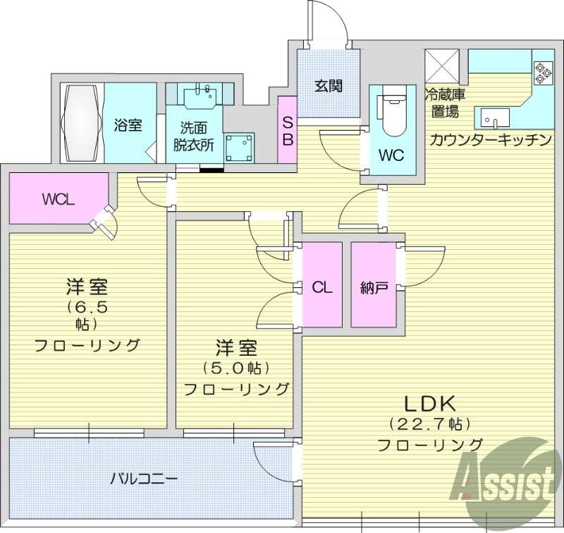 3ＬＤＫ、カウンターキッチン、バス・トイレ別、
