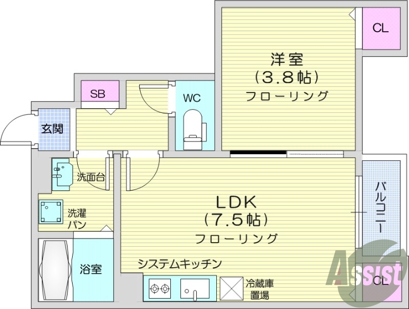 １LDK、エアコン、追い焚き、モニター付きインターホン
