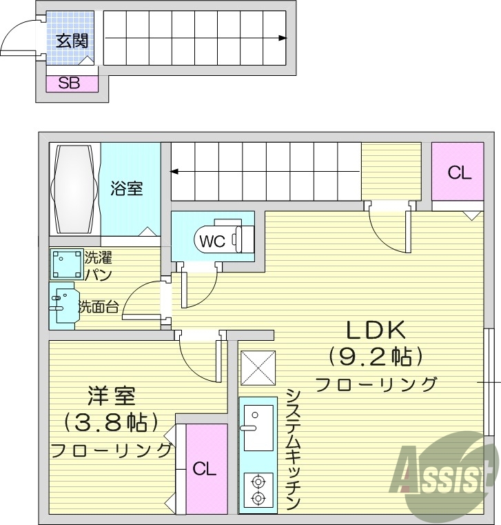 １LDK、エアコン、追い焚き、モニター付きインターホン
