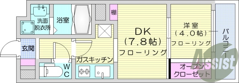 1ＤＫ、エアコン、オートロック、シャンプードレッサー