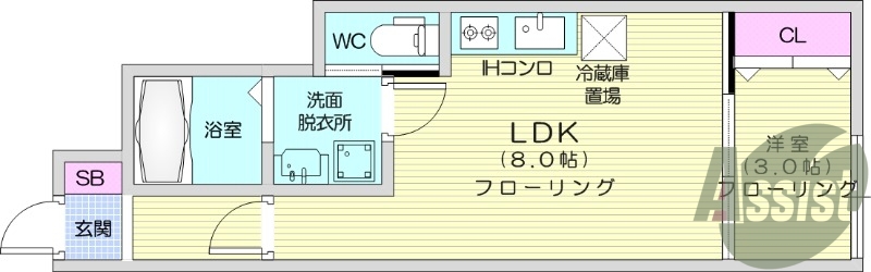 １LDK、追い焚き、エアコン、独立洗面台