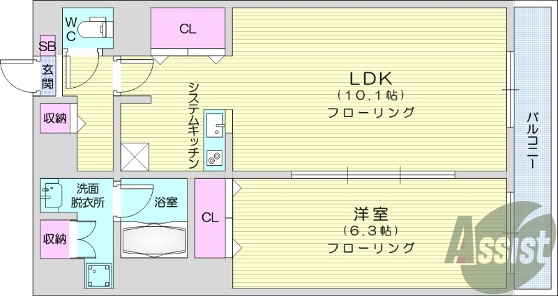 1LDK、オートロック、防犯カメラ、宅配ボックス、エアコン