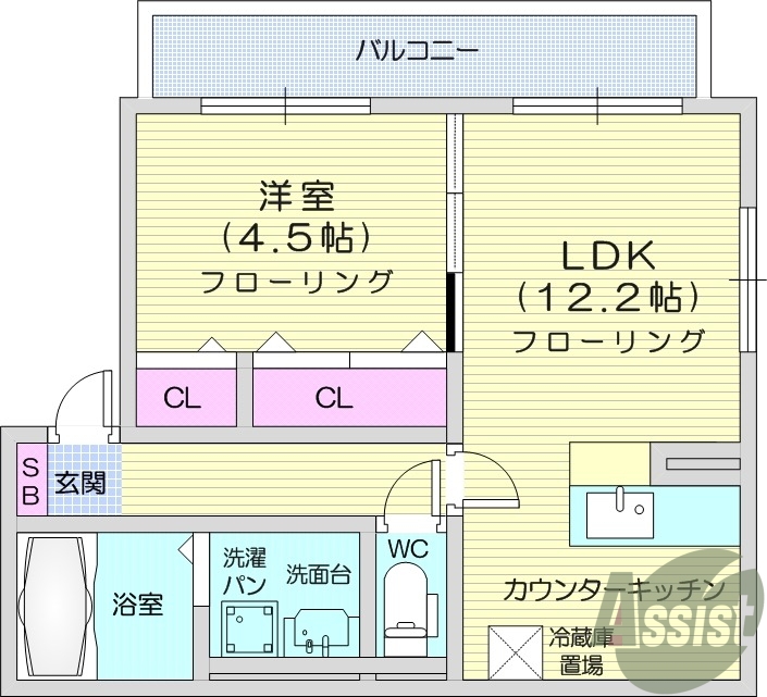 1LDK、BT別、追焚機能、独立洗面台、温水洗浄便座