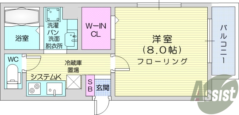 1K、オートロック、バストイレ別、宅配ボックス