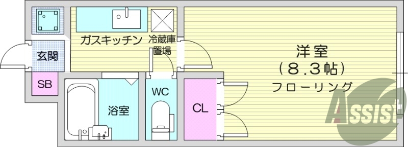 1K、モニター付きインターホン、インターネット無料