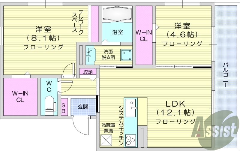 2ＬＤＫ、エアコン、独立洗面台、インターネット無料