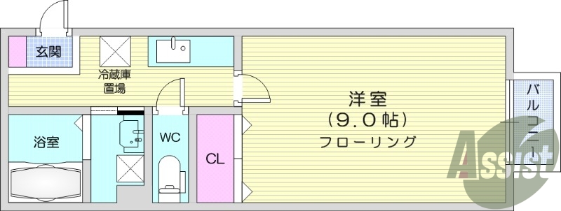 １K、TVインターホン、ウォシュレット、バルコニー、エアコン