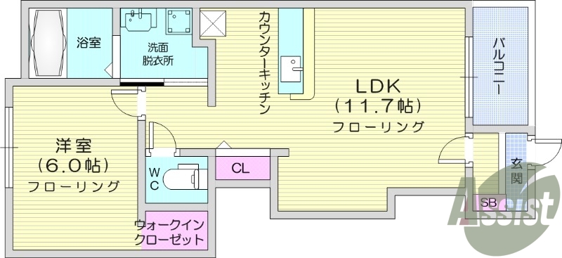 2019年築1LDKのお部屋!インターネット無料!