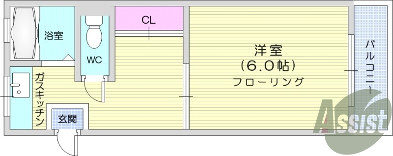 1K、エアコン、風呂トイレ別、エアコン、
