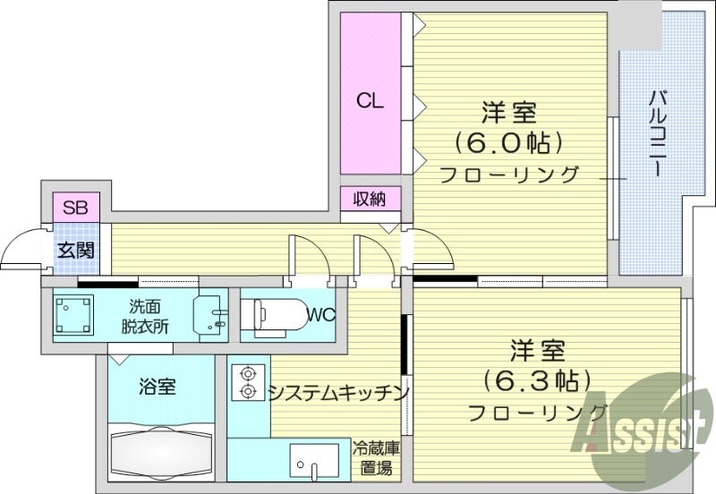 ２K、システムキッチン、エアコン、オートロック