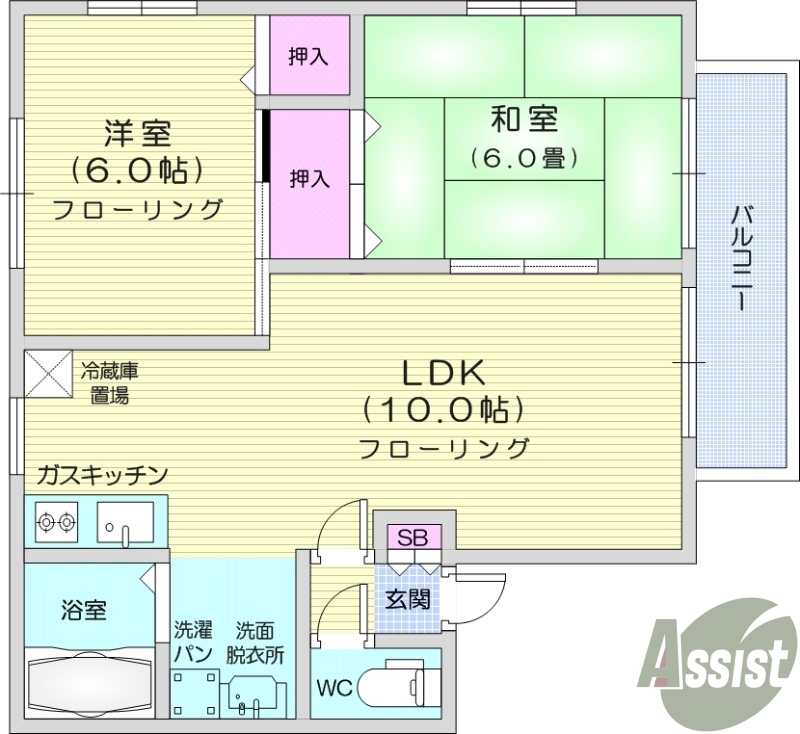 2LDK、追炊機能、シャンプードレッサー、浴室テレビ