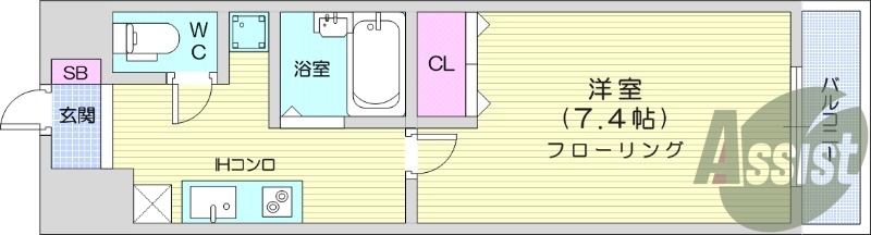 １Ｋ、オートロック、浴室乾燥機、IHクッキングヒーター