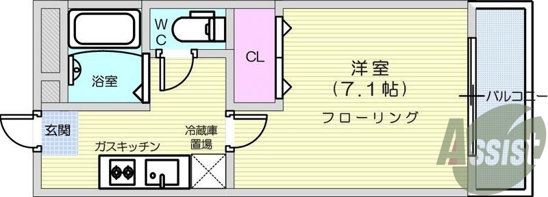 1Ｋ、モニター付きインターホン、フローリング、洗面化粧台