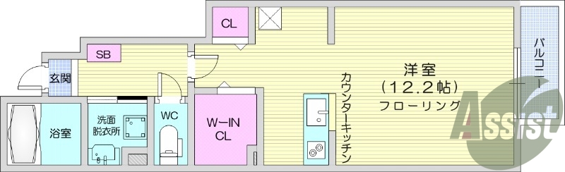 1LDK、エアコン2台、浴室乾燥機、温水洗浄便座