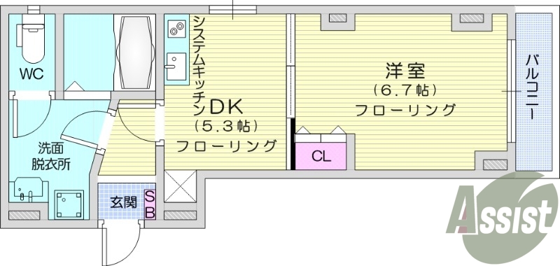 1DK、エレベーター、南向き、追い焚き機能、温水洗浄便座