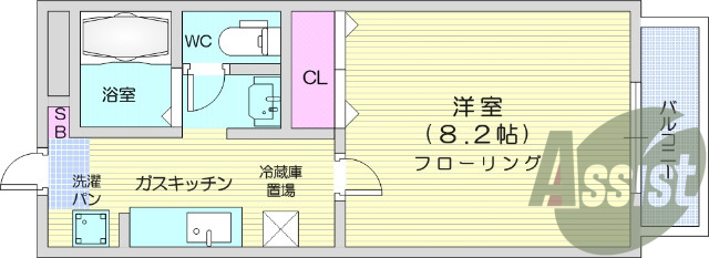 1K、バストイレ別、エアコン、モニター付きインターホン