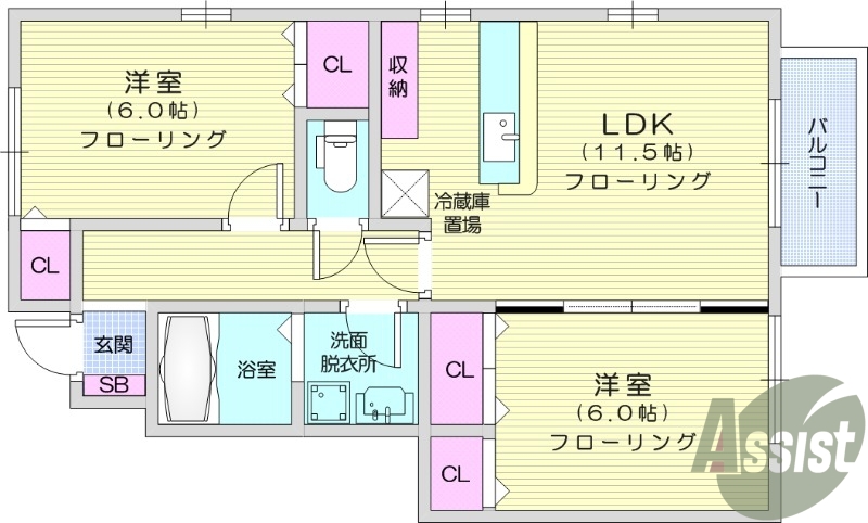 2LDK、追い焚き機能、ウォッシュレット、独立洗面台