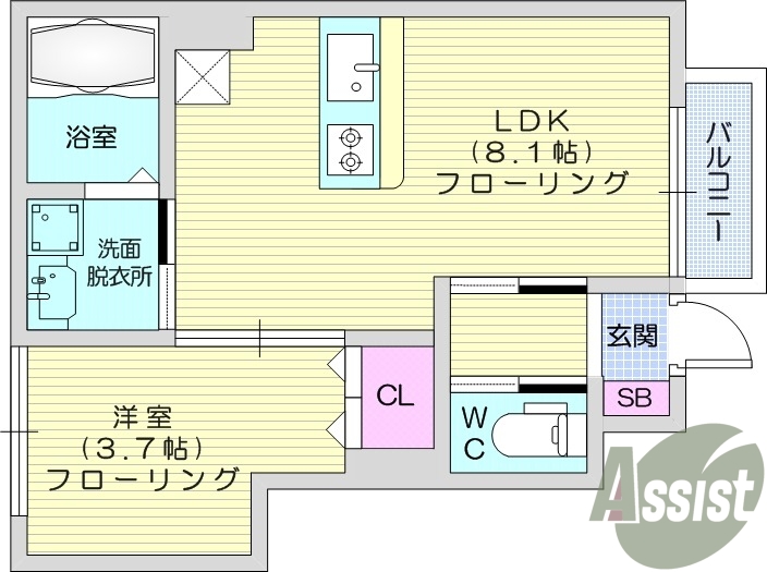 1LDK、追焚機能、浴室乾燥機、温水洗浄便座
