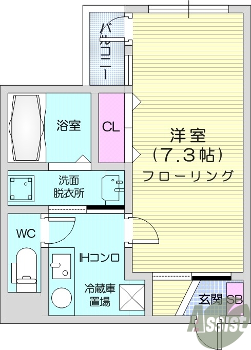 1K、独立洗面台、浴室乾燥機、オートロック