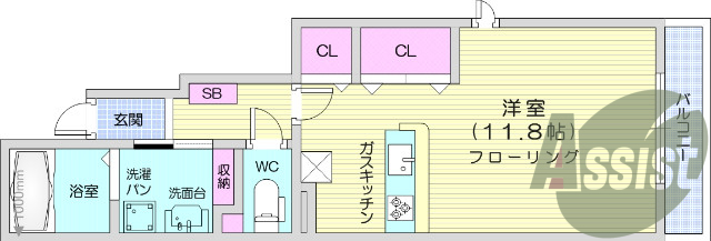 クローゼット、バルコニー、カウンターキッチン、バストイレ別