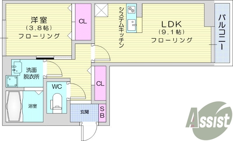 1LDK、ホームセキュリティ、オートロック、宅配ボックス